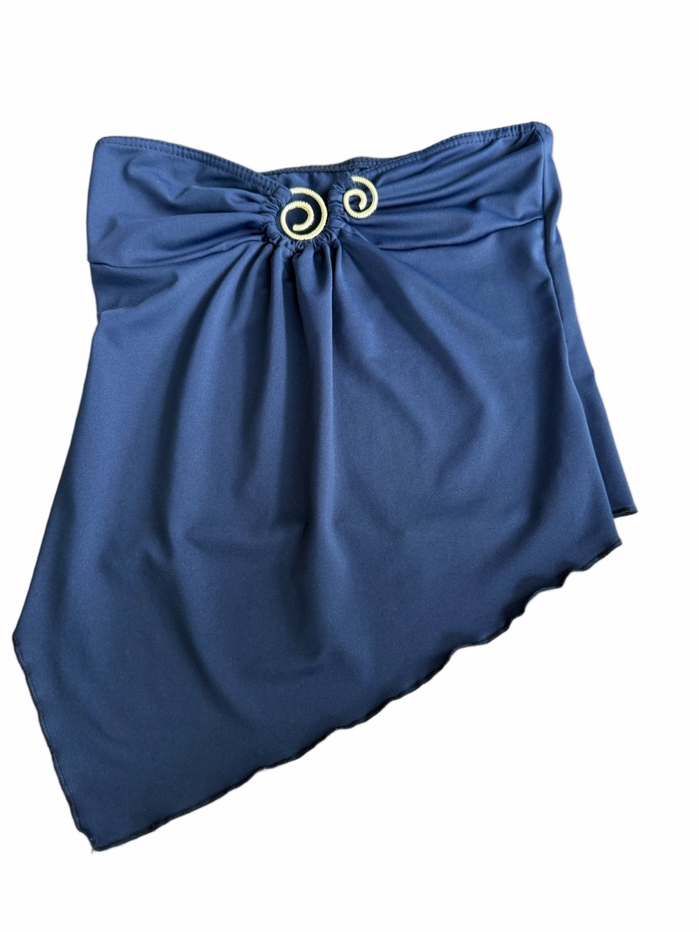 SHEIN Navy Asymmetrical Crop Top with Gold Ring Detail
